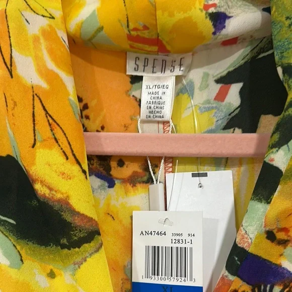 Spense Yellow and Orange Asymmetrical Sleeveless Blouse - Picture 2 of 4